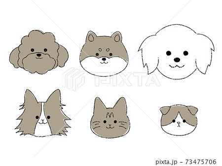 シンプルな犬と猫のイラストセットのイラスト素材