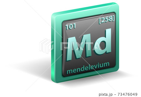 Mendelevium chemical element. Chemical symbol with atomic number and atomic mass. Mendelevium chemical element. Chemical symbol with atomic number and atomic mass. 73476049