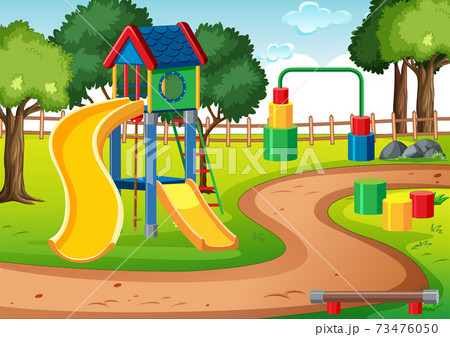 Blank kids playground with slides in the scene 73476050