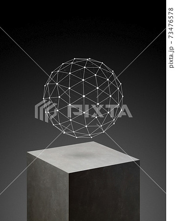 ワイヤーフレームでできた球体　ポリゴン　多角形　多面体 73476578