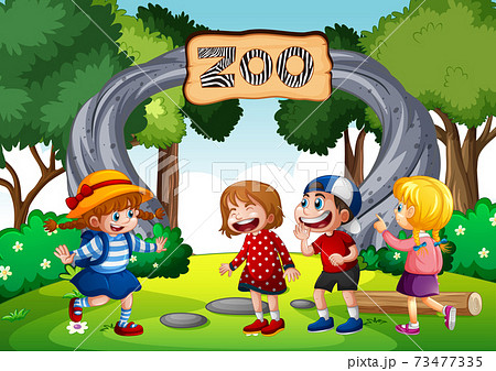 Children in the zoo scene Children in the zoo scene 73477335