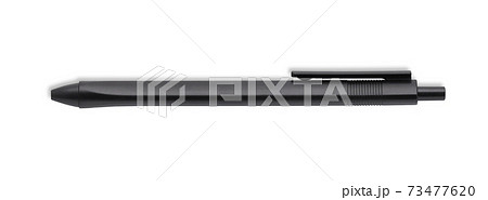 Close up black colored ball point pen isolated on white background with clipping path 73477620