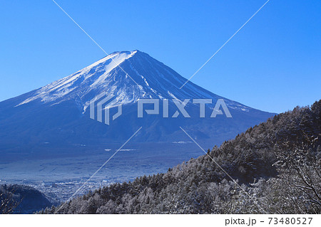 富士見橋から望む富士山　霧氷 73480527