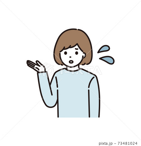 困った顔で説明をする女性 困った顔で説明をする女性 73481024