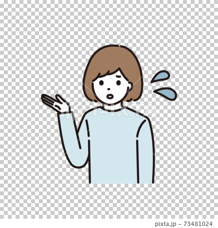 困った顔で説明をする女性 困った顔で説明をする女性 73481024