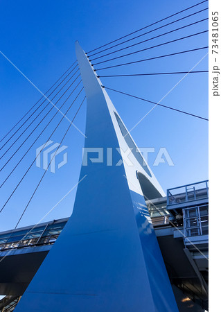 湾岸線を渡り東京テレポート駅とお台場海浜公園駅を結ぶるテレポートブリッジ 湾岸線を渡り東京テレポート駅とお台場海浜公園駅を結ぶるテレポートブリッジ 73481065