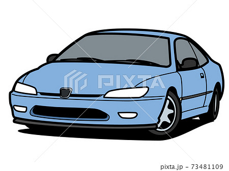 フレンチクーペ 薄青 自動車イラストのイラスト素材