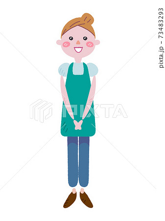 元気なエプロンを付けた女性 イラスト 元気なエプロンを付けた女性 イラスト 73483293