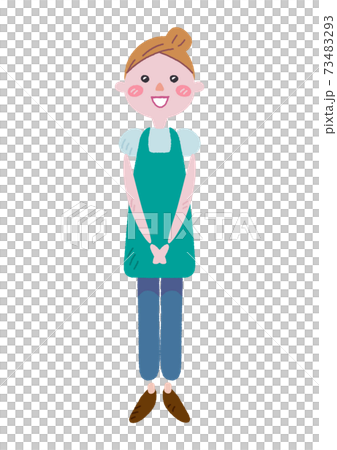 元気なエプロンを付けた女性 イラスト 元気なエプロンを付けた女性 イラスト 73483293
