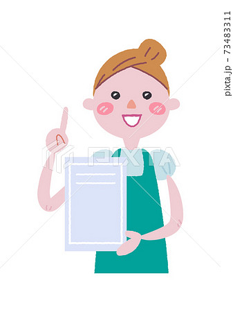 元気なエプロンを付けた女性 イラスト 元気なエプロンを付けた女性 イラスト 73483311
