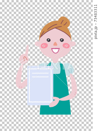 元気なエプロンを付けた女性 イラスト 元気なエプロンを付けた女性 イラスト 73483311