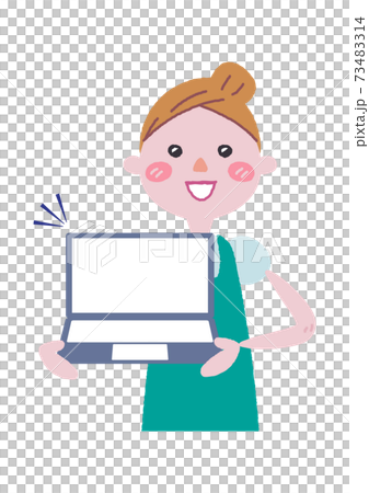 元気なエプロンを付けた女性 イラスト 元気なエプロンを付けた女性 イラスト 73483314