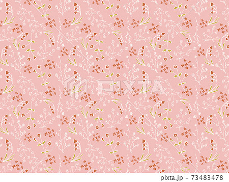 小花とピンク色の花柄背景のイラスト素材