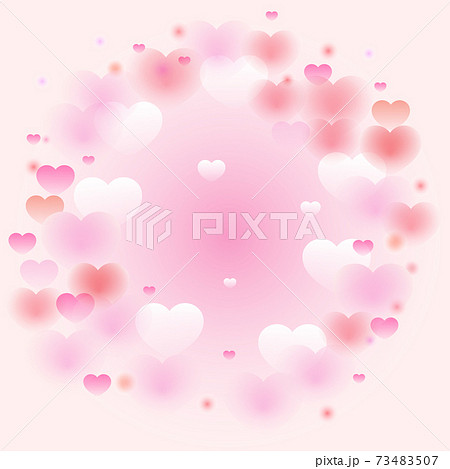 ピンクハートの丸型フレーム背景のイラスト素材