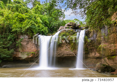 Haew Suwat waterfall in forest at Khao Yai National Park, Thailand 73483957