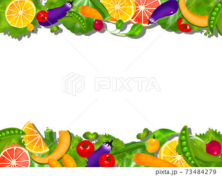 野菜フレーム横長 ドロップシャドウのイラスト素材
