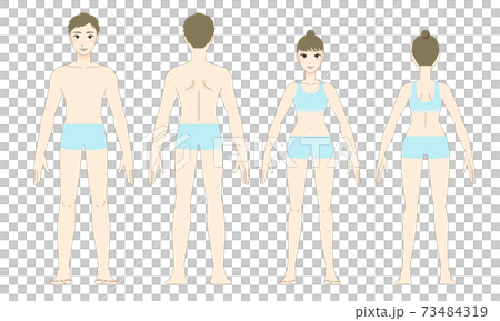 前後からみた男性・女性の全身のベクターイラスト 73484319