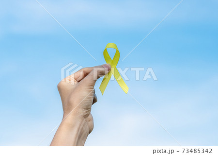 Suicide prevention, Sarcoma, bone, bladder, Childhood cancer Awareness month, Yellow Ribbon for supporting people living and illness. children Healthcare and World cancer day concept Suicide prevention, Sarcoma, bone, bladder, Childhood cancer Awareness month, Yellow Ribbon for supporting people living and illness. children Healthcare and World cancer day concept 73485342