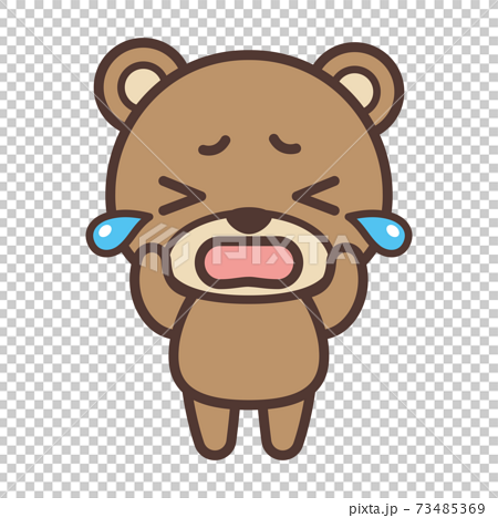 泣いているかわいいクマのキャラクターのイラスト素材