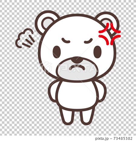 怒っているかわいい白熊のキャラクターのイラスト素材