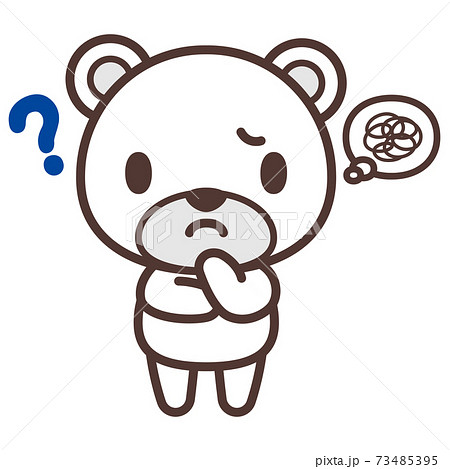 悩んでいるかわいい白熊のキャラクター 73485395