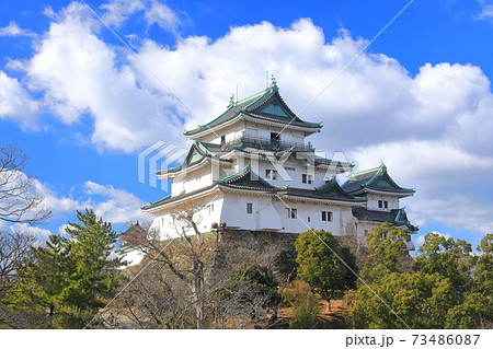 【和歌山県】晴天下の和歌山城　大天守と小天守 73486087