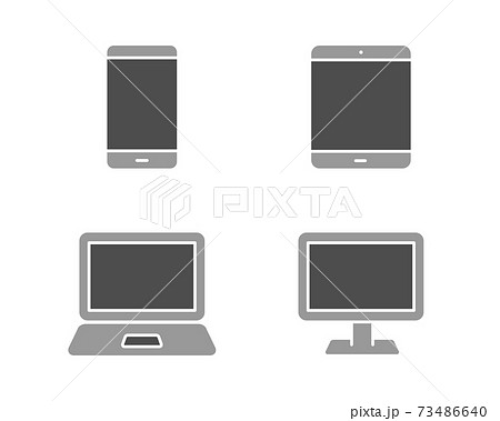 パソコン スマホ タブレット Pcのアイコンセット デジタルデバイス スマートフォン 画面 イラストのイラスト素材