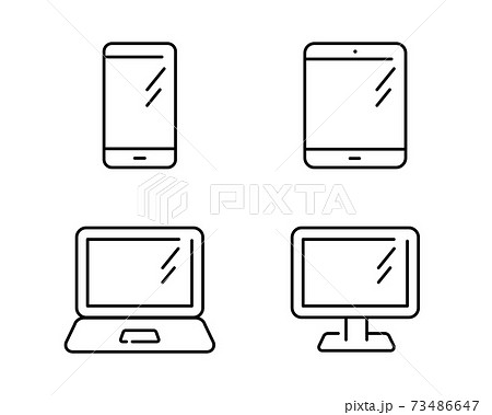 パソコン スマホ タブレット Pcのアイコンセット デジタルデバイス スマートフォン 画面 イラストのイラスト素材