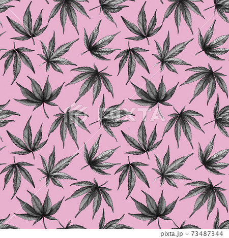 Cannabis On Pink Background Seamless Pattern のイラスト素材