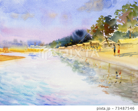 Painting colorful of vacation summer holiday. Painting colorful of vacation summer holiday. 73487546