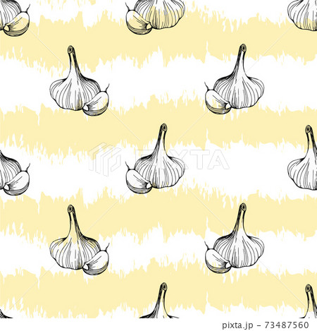 pattern of garlic on a striped background pattern of garlic on a striped background 73487560