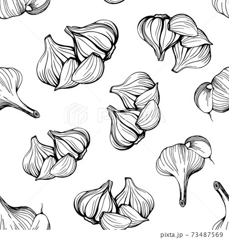 seamless pattern of garlic on a white background seamless pattern of garlic on a white background 73487569