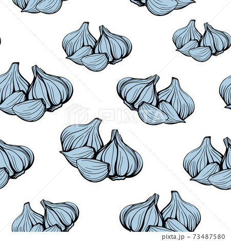 pattern of blue garlic on a white background 73487580