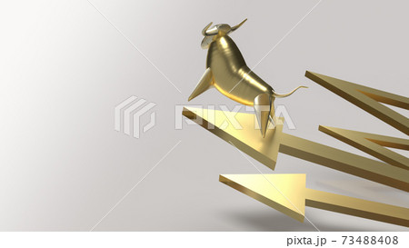 The golden bull on arrow up for bull market content 3d rendering The golden bull on arrow up for bull market content 3d rendering 73488408
