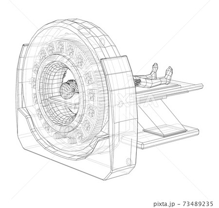 MRI machine scanning patient inside. Vector MRI machine scanning patient inside. Vector 73489235