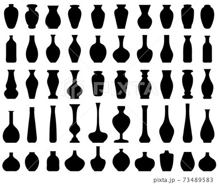 Black silhouettes of flower vases on white 73489583