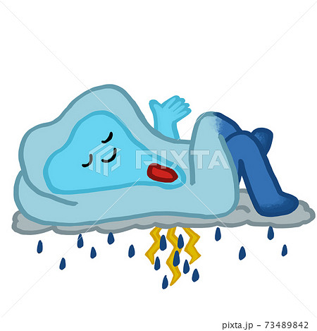 雨雲レーダー 梅雨 キャラクター 居座る雷雨 のイラスト素材