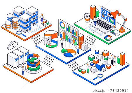 Big Data Science Analysis Isometric Set Big Data Science Analysis Isometric Set 73489914