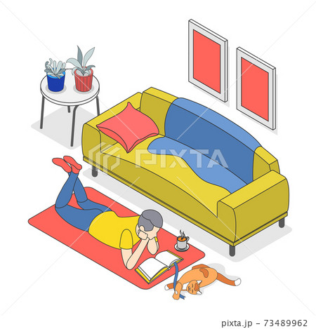 Hygge Lifestyle Colored Isometric Background 73489962