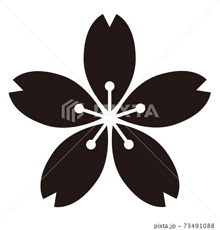 桜の花のシンプルモノクロアイコンのイラスト素材