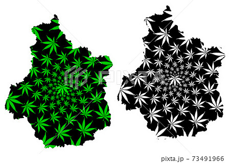 Centre-Val de Loire (France, administrative region) map is designed cannabis leaf green and black, Centre-Val de Loire map made of marijuana (marihuana,THC) foliage,.. 73491966