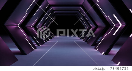abstract futuristic tunnel hall technology 3d render illustration 73492732