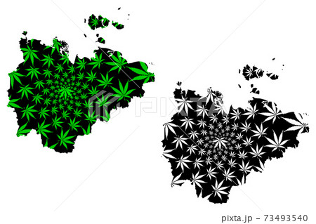 Sakha (Russia, Subjects of the Russian Federation, Republics of Russia) map is designed cannabis leaf green and black, Sakha (Yakutia) Republic map made of marijuana (marihuana,THC) foliage.. 73493540