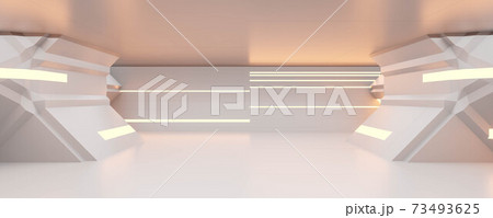 futuristic abstract space station hallway tunnel style wall 3d render illustration 73493625