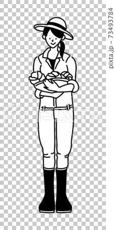 農業女孩農業農民農民女孩插圖單色黑白 73493784