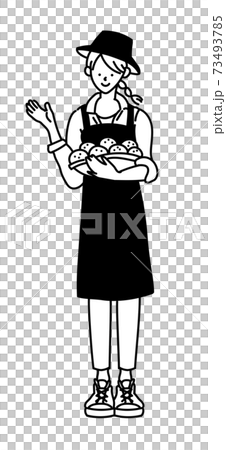 農業女孩農業農民農民女孩插圖單色黑白 73493785