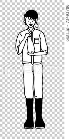 農業女子 農業 農家 農家女子 イラスト モノクロ 白黒 73493786