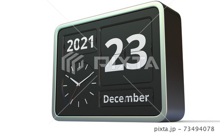 December 23 date on the flip clock calendar, 3d rendering December 23 date on the flip clock calendar, 3d rendering 73494078