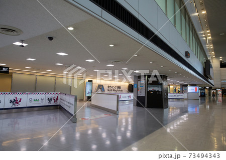 コロナ禍の成田空港ターミナル内の国際線到着ゲート コロナ禍の成田空港ターミナル内の国際線到着ゲート 73494343