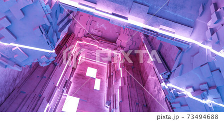 abstract futuristic technology surface building interior 3d render illustration 73494688